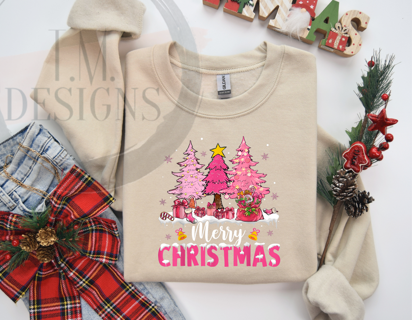 Pink Merry Christmas Trees