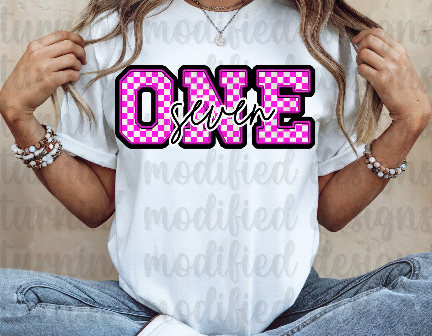 Checkered Number W/ Writing