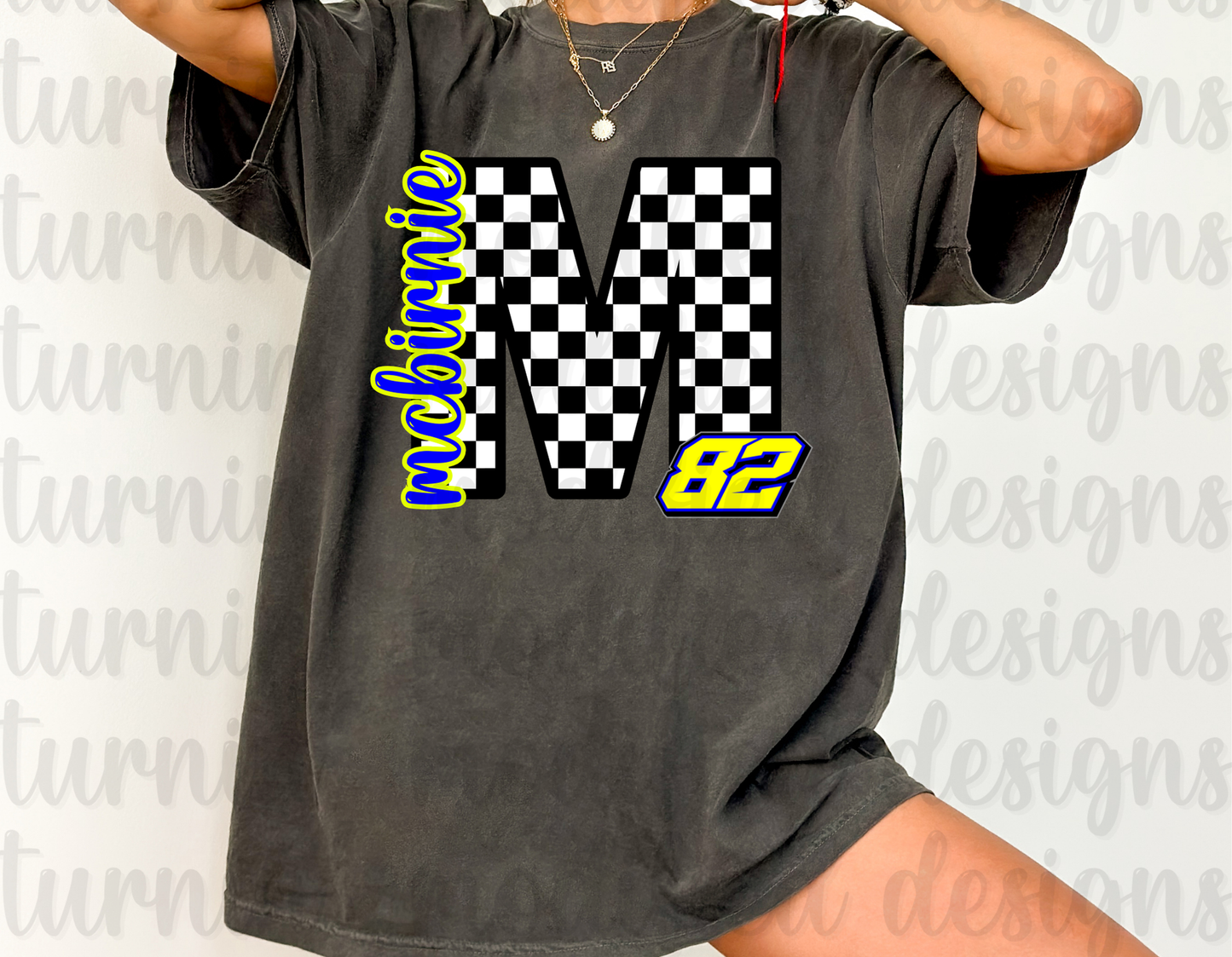 Checkered Intial Side Name