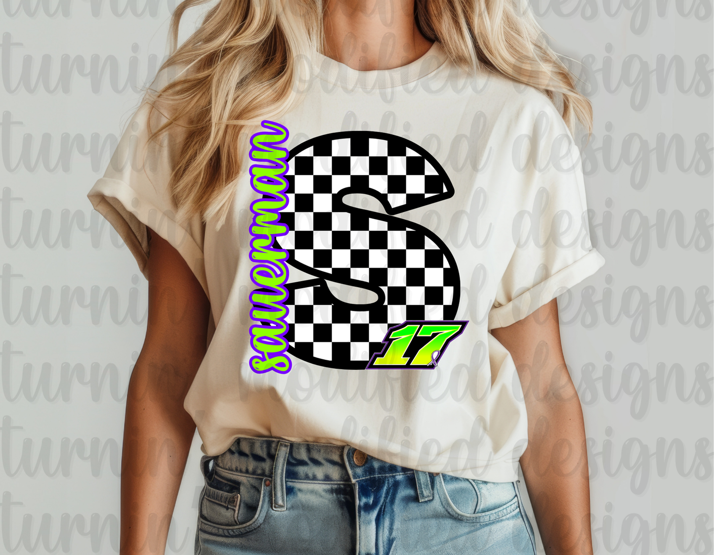 Checkered Intial Side Name