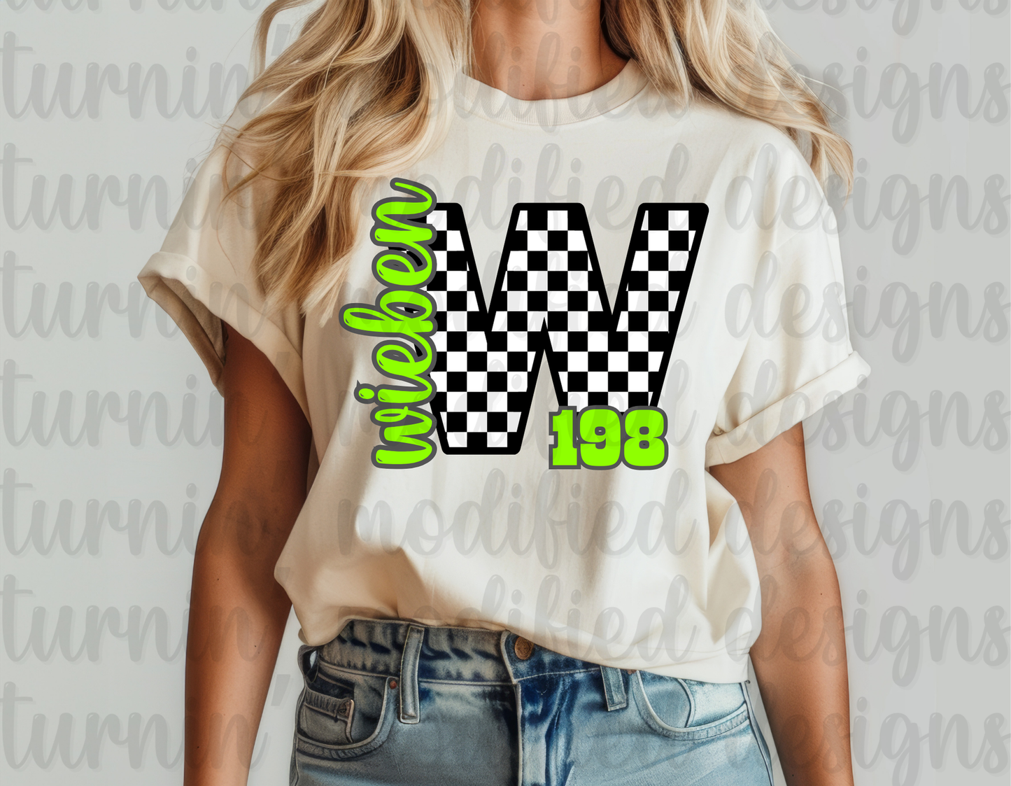 Checkered Intial Side Name