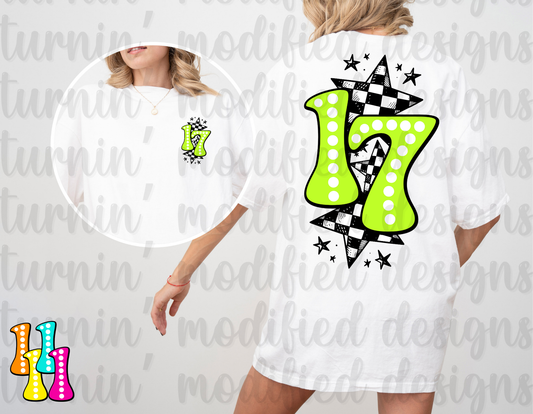 Checkered Stars W/ Number