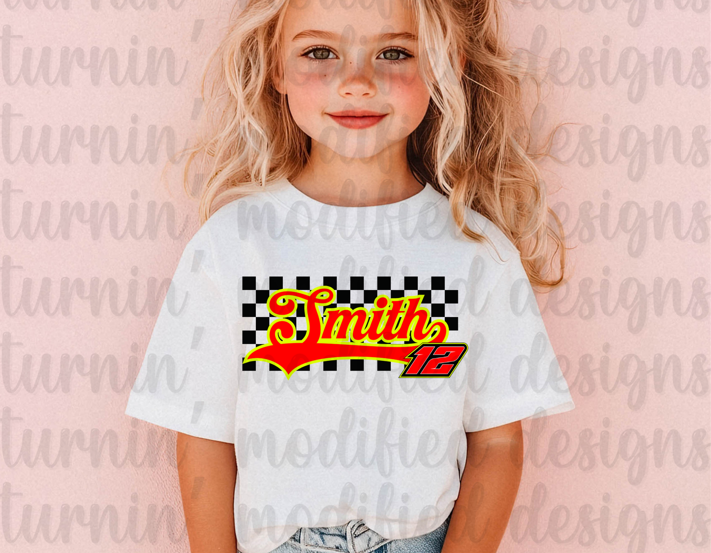 Retro Last Name W/ Number