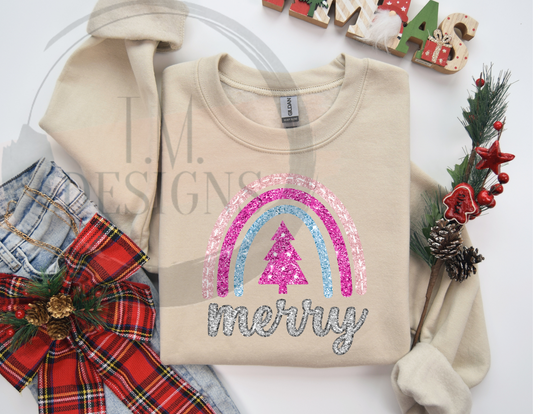 Faux Pink Glitter Rainbow