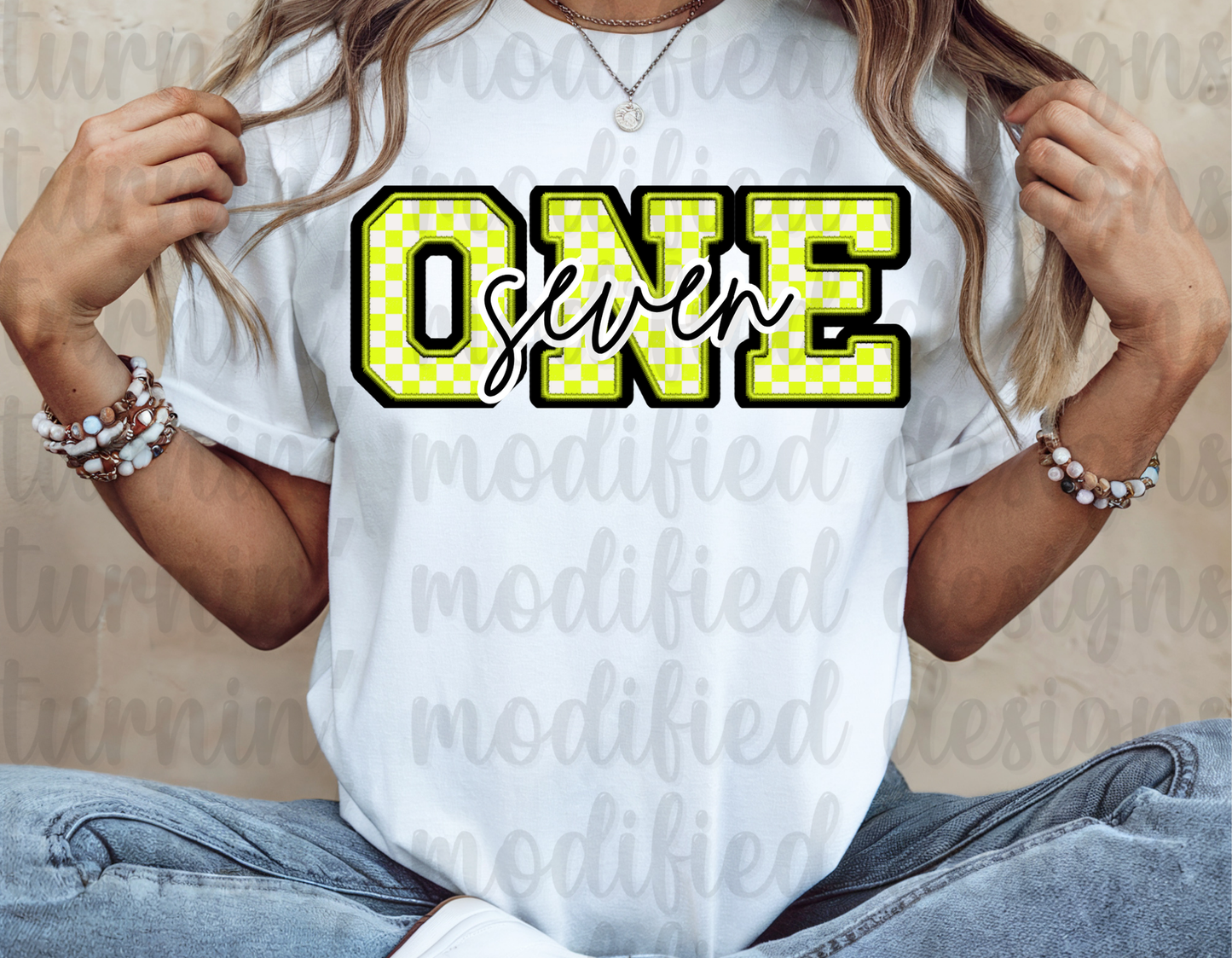 Checkered Number W/ Writing