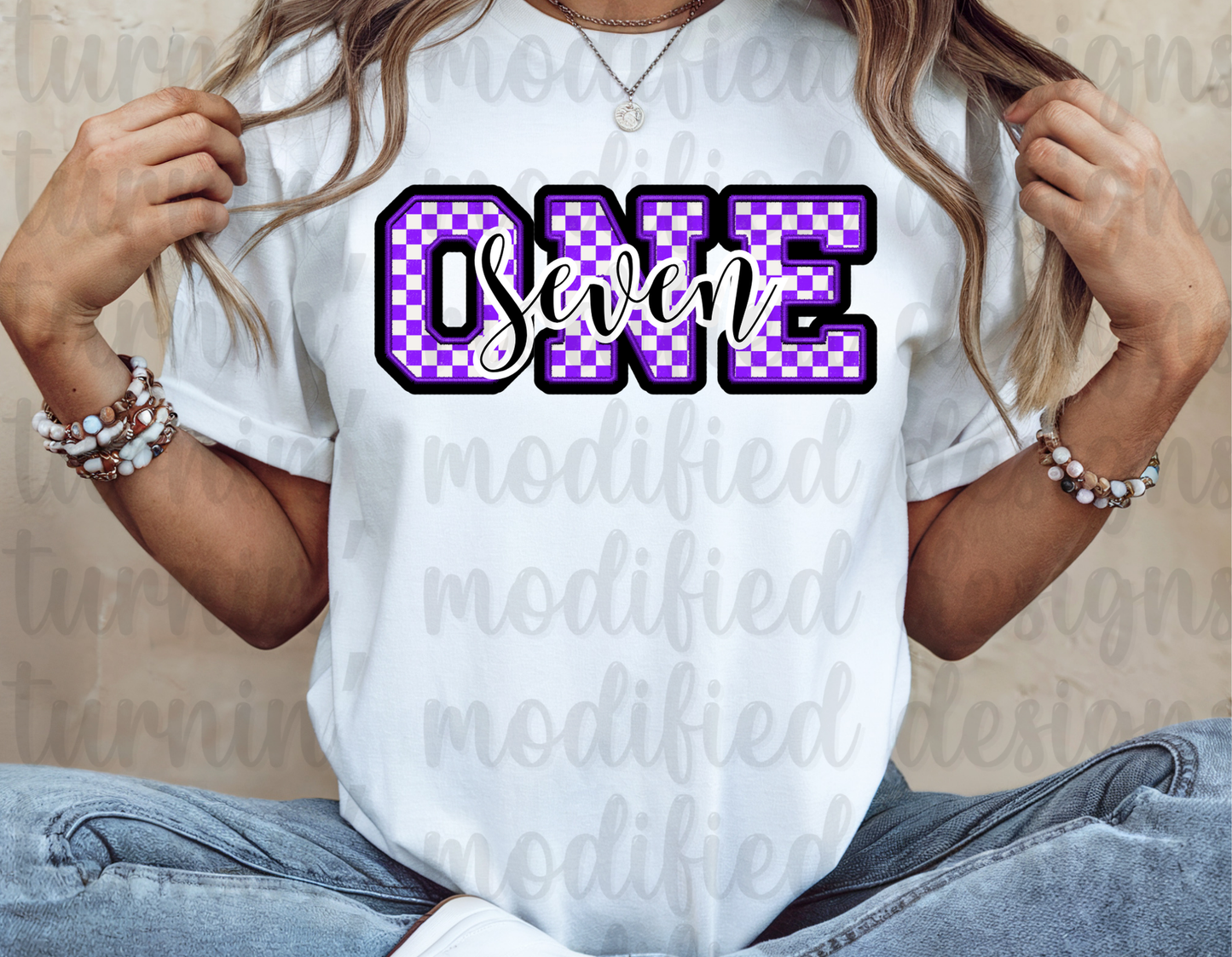 Checkered Number W/ Writing