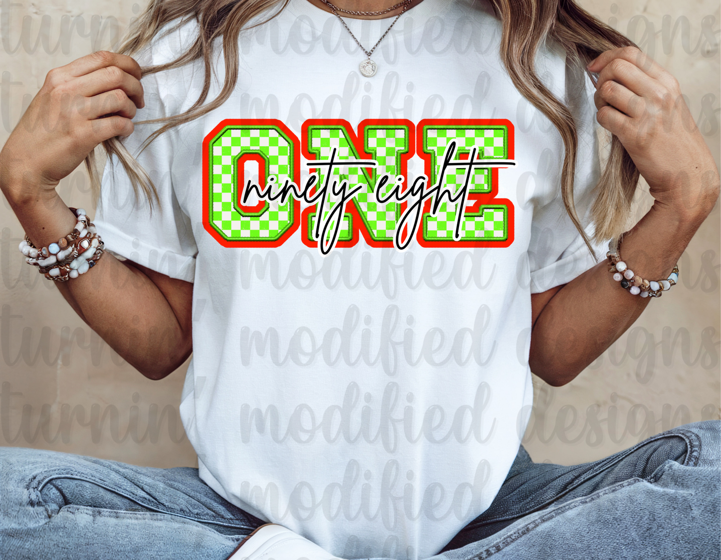 Checkered Number W/ Writing