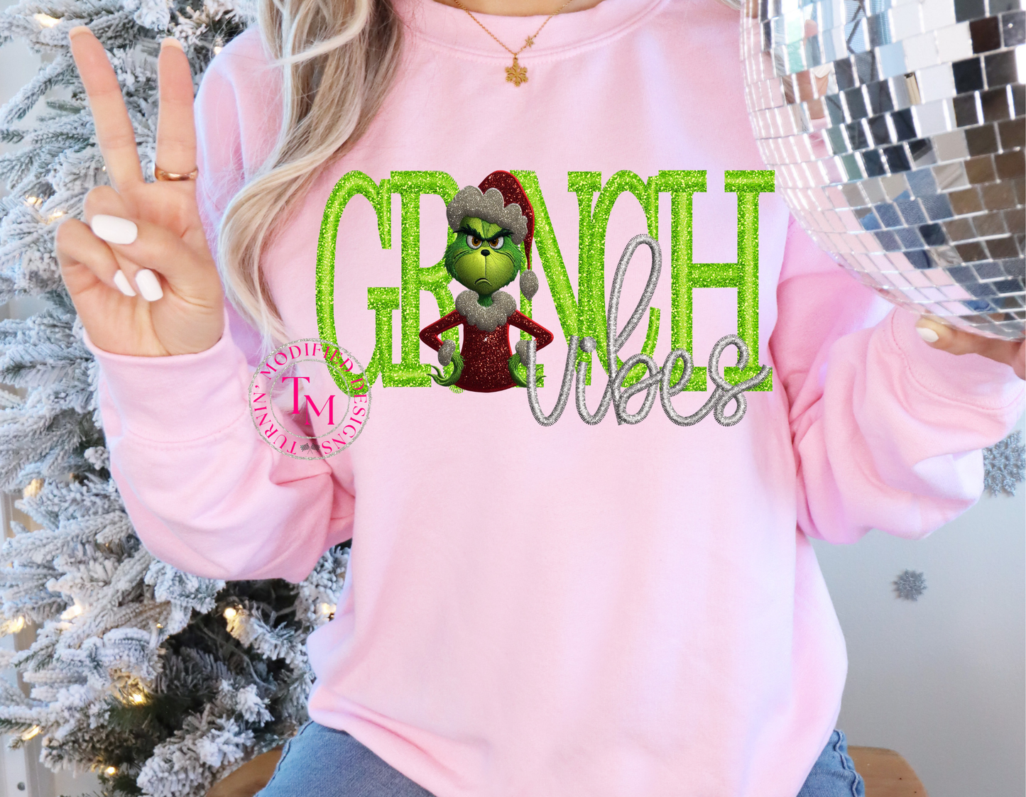 Faux Embroidered Grinch Vibes