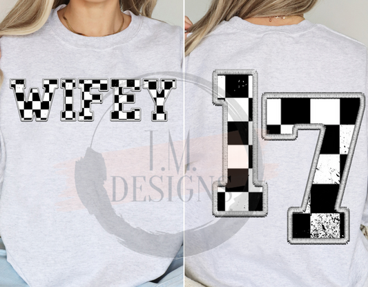Checkered Wifey with Number