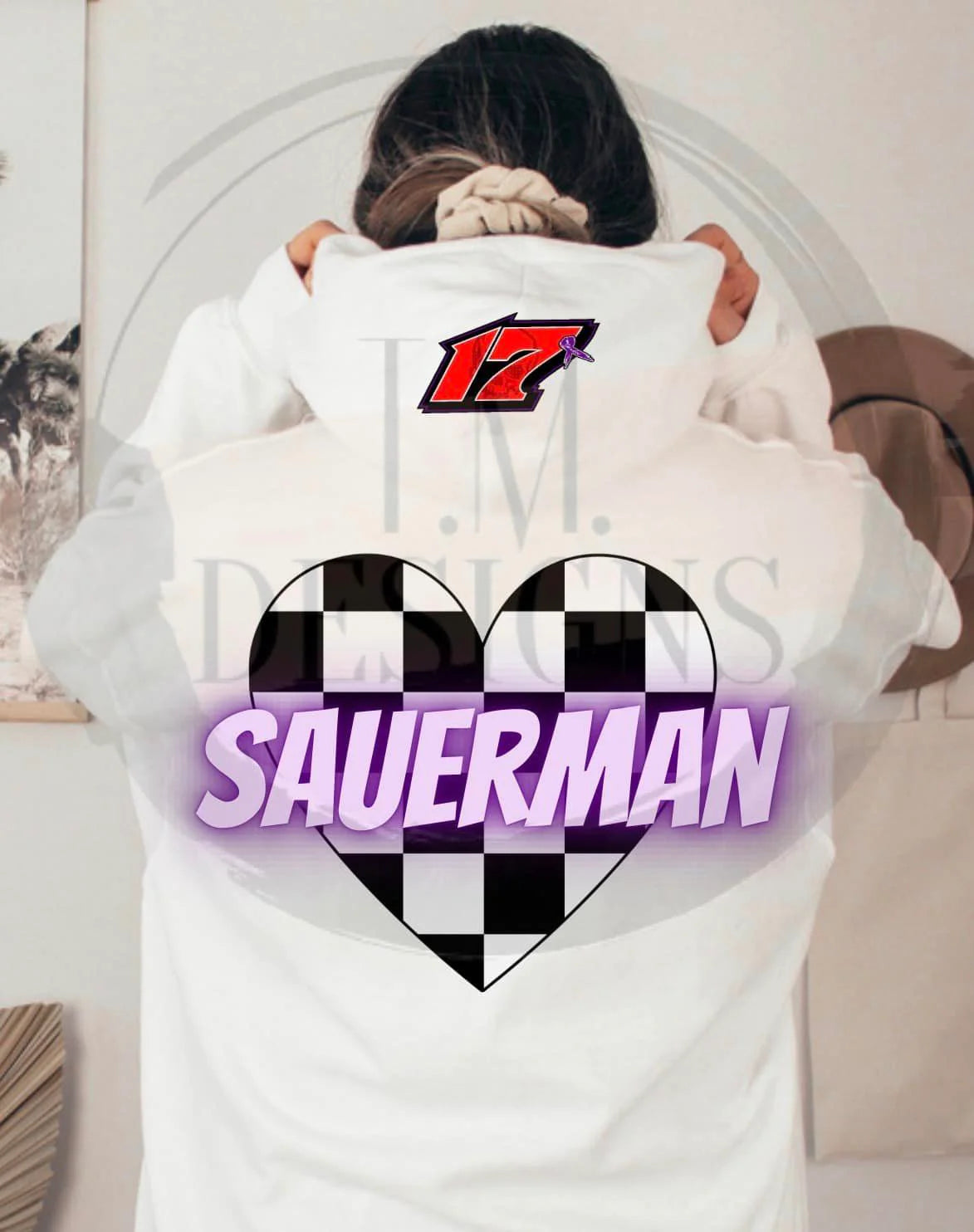 Custom Name W/Heart & Number